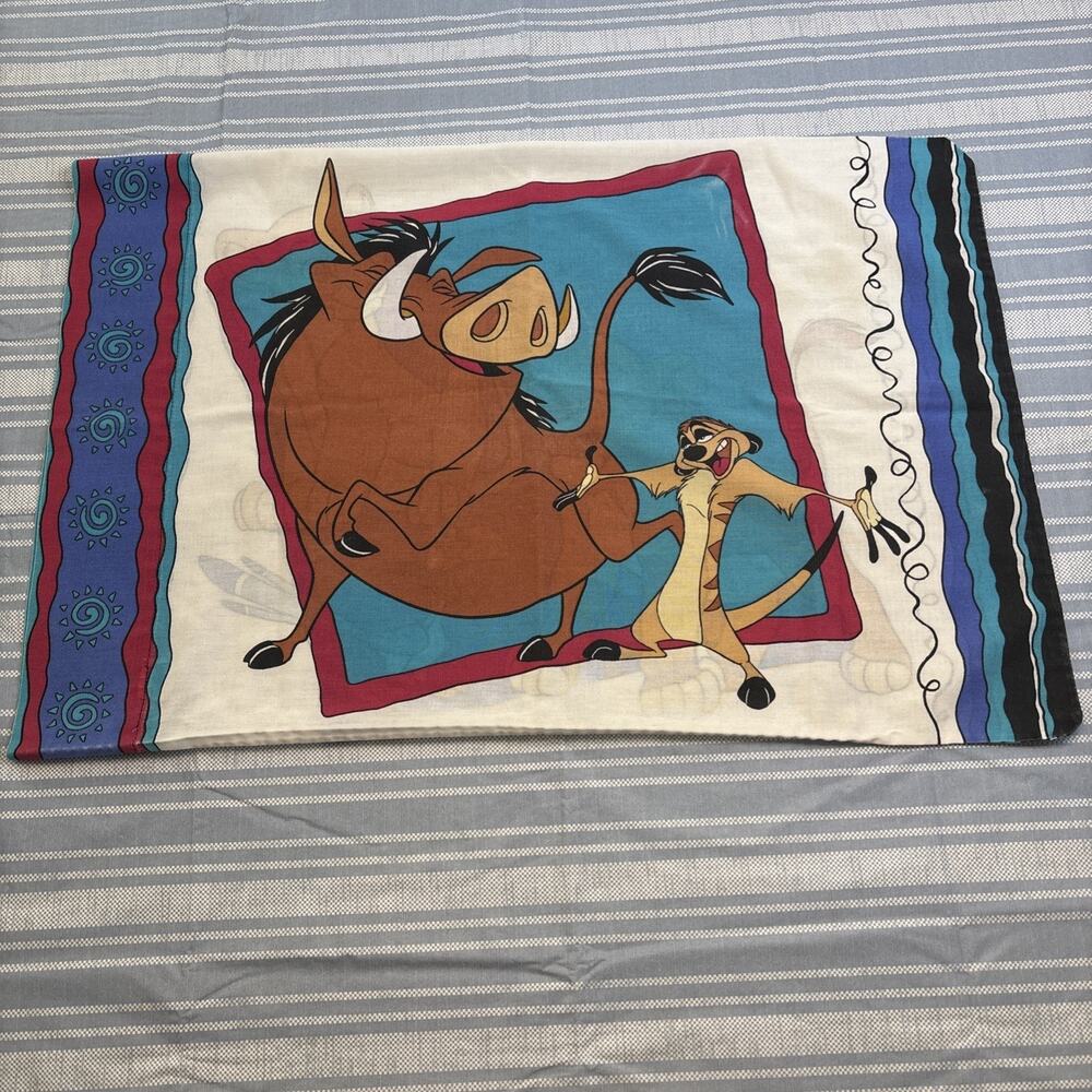 VTG Disney Lion King Pillow Case Standard 90's Simba Timon Pumba Nala USA - Picture 2 of 9